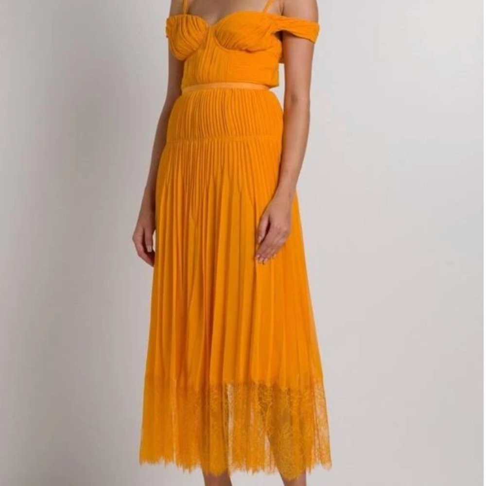 Self Portrait Orange Midi Dress - Size 6 Women's